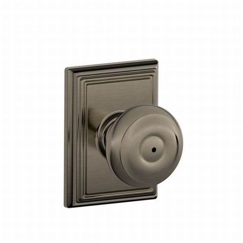 F40 Georgian Knob Privacy Lock with Addison Trim Satin Nickel Blackened