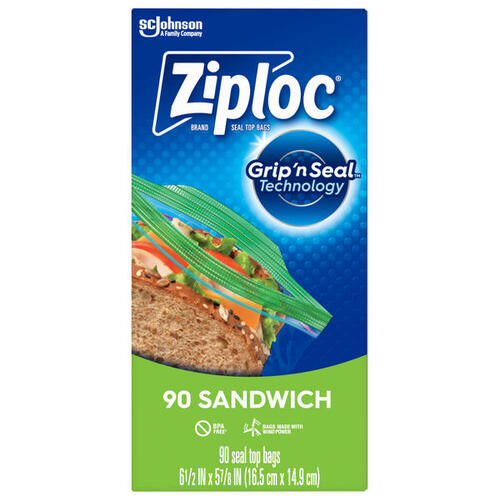 Ziploc Brand Sandwich Bags, 90 COUNT BOX Clear - pack of 12