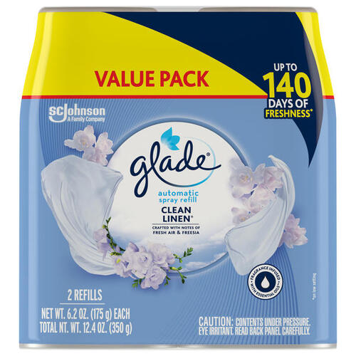 Glade Clean Linen Automatic Spray Refill, 6.2 oz. x 2 Automatic Spray Refill