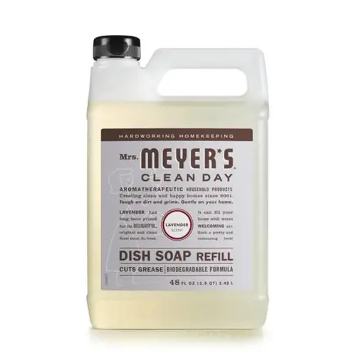 Mrs. Meyer's Clean Day Liquid Dish Soap - Lemon Verbena & Lavender, 48 oz. Refill Bottle - Lavender - pack of 6