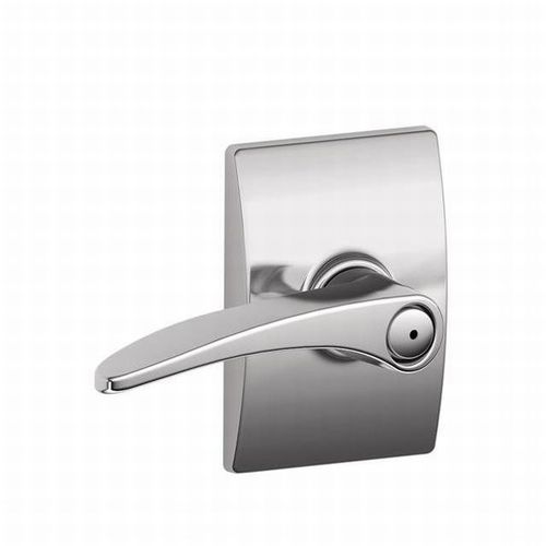 Manhattan Lever with Century Rose Privacy Lock with 16080 Latch and 10027 Strike Bright Chrome Finish