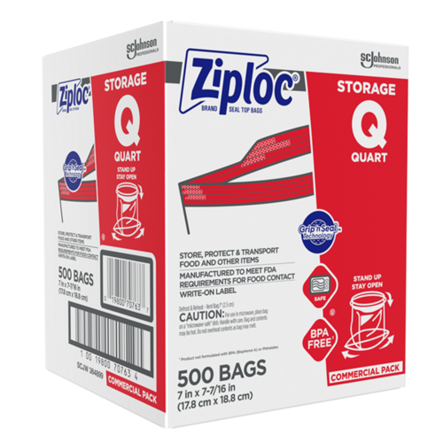 SC Johnson Professional Ziploc Brand Storage Bags, 1 Quart Size 500 Count Box