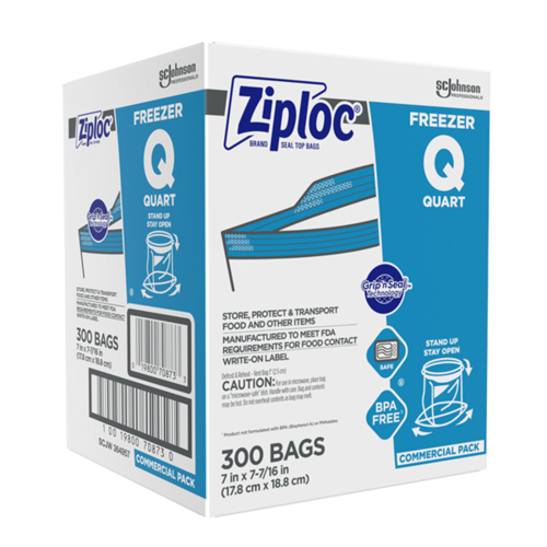 SC Johnson Professional Ziploc Brand Freezer Bags, 1 QUART / MEDIUM SIZE FREEZER BAGS