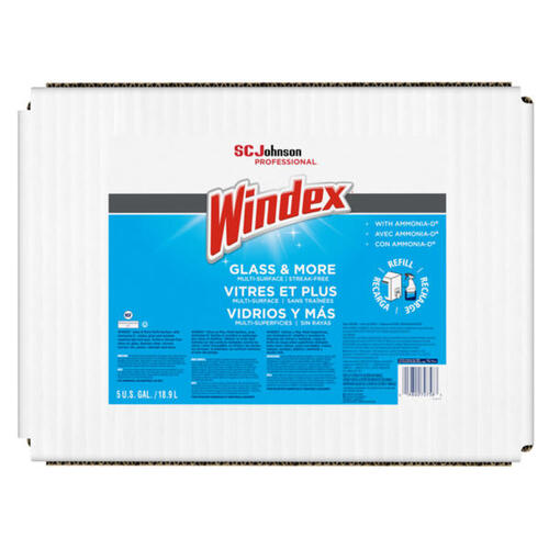 WINDEX 696502 SC Johnson Professional Windex Glass & More Multi-Surface, Streak-Free Cleaner, 5 Gallon Refill