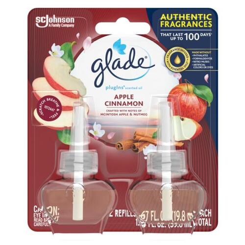GLADE 315104 Apple Cinnamon Glade Plugins Scented Oil , 2 Count Pack