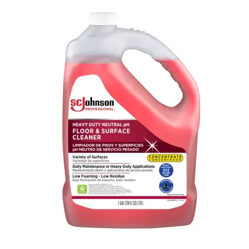 SC Johnson Professional Heavy Duty Neutral pH Floor & Surface Cleaner, 1 GALLON POURABLE BOTTLE Red - pack of 4