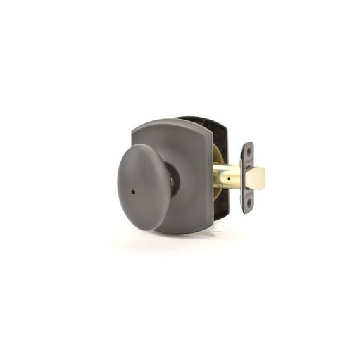 Siena Knob with Greenwich Rose Privacy Lock with 16080 Latch and 10027 Strike Matte Black Finish