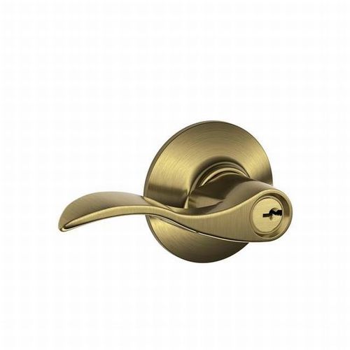 Left Hand Accent Lever Storeroom Lock C Keyway with 16211 Latch and 10063 Strike Antique Brass Finish