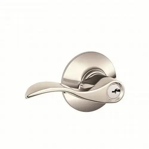 Accent Lever Keyed Entry Lock C Keyway with 16211 Latch and 10063 Strike Bright Nickel Finish