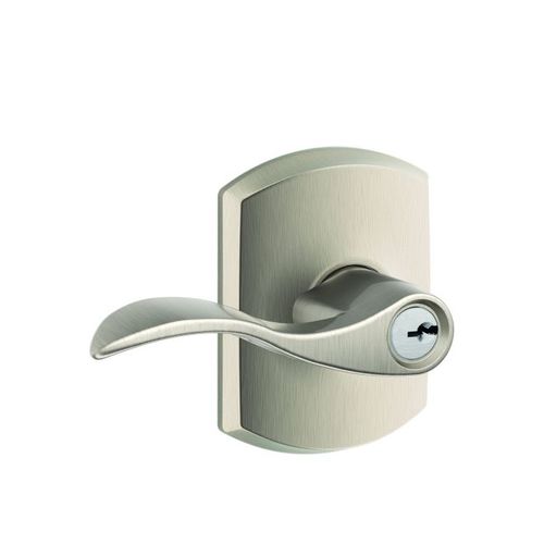 Accent Lever with Greenwich Rose Keyed Entry Lock C Keyway with 16211 Latch and 10063 Strike Satin Nickel Finish