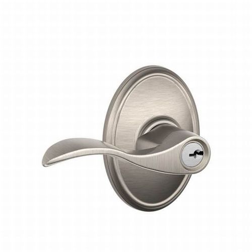 Accent Lever with Wakefield Rose Keyed Entry Lock C Keyway with 16211 Latch and 10063 Strike Satin Nickel Finish