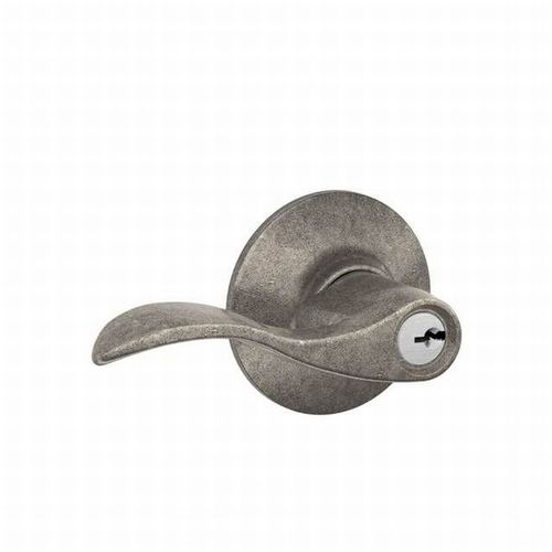 Accent Lever Keyed Entry Lock C Keyway with 16211 Latch and 10063 Strike Distressed Nickel Finish