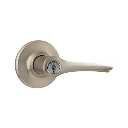 Dorian Lever Entry Door Lock with 6AL Latch and RCS Strike Satin Nickel Finish