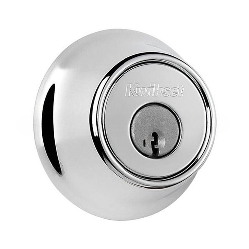 Single Cylinder Deadbolt SmartKey with RCAL Latch and Dual RCS and 5303 Full Lip Strike K3 Bright Chrome Finish