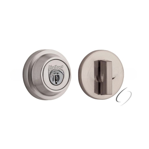 Single Cylinder Round Deadbolt SmartKey with RCAL Latch and Dual RCS and 5303 Full Lip Strike K3 Satin Nickel Finish