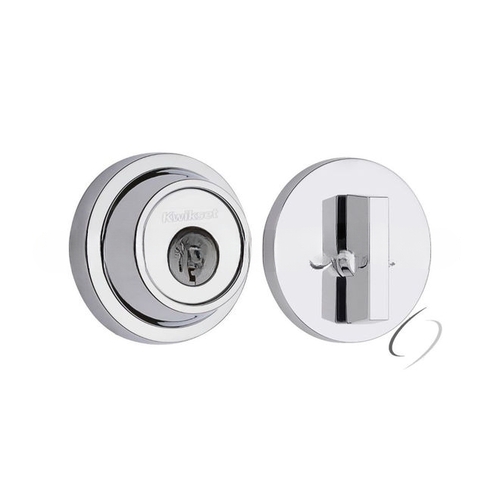 Single Cylinder Round Deadbolt SmartKey with RCAL Latch and Dual RCS and 5303 Full Lip Strike K3 Bright Chrome Finish