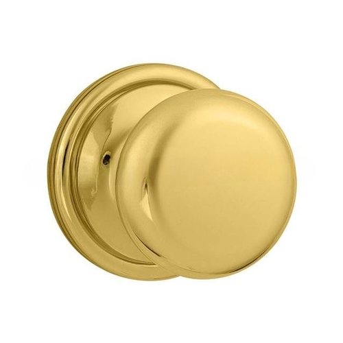 Hancock Knob Passage Door Lock with 6AL Latch and RCS Strike Bright Brass Finish