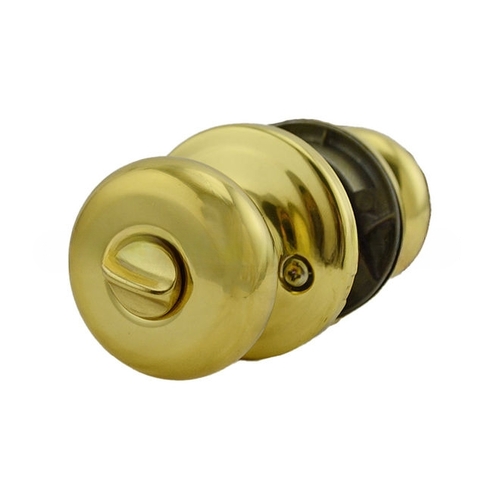 Hancock Knob Entry Door Lock with 6AL Latch and RCS Strike Bright Brass Finish