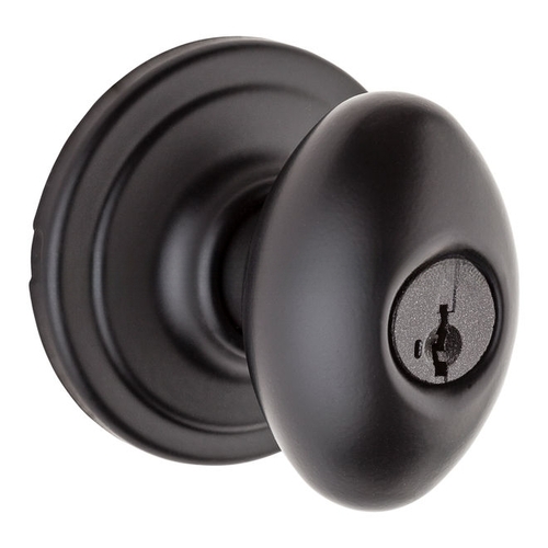 Laurel Knob Entry Door Lock SmartKey with 6AL Latch and RCS Strike Matte Black Finish