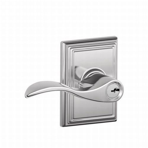 Accent Lever with Addison Rose Keyed Entry Lock C Keyway with 16211 Latch and 10063 Strike Bright Chrome Finish