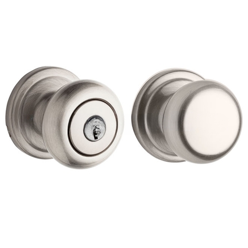 Hancock Knob Vestibule Door Lock with 6AL Latch and RCS Strike Satin Nickel Finish