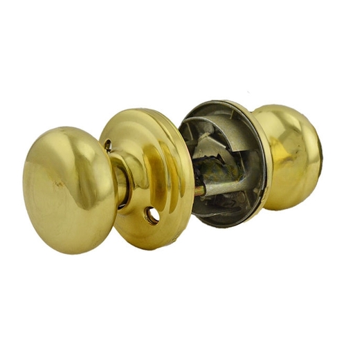 Hancock Knob Vestibule Door Lock SmartKey with 6AL Latch and RCS Strike Bright Brass Finish