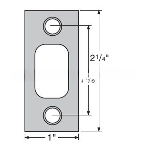 1" x 2-1/4" Square Corner Deadbolt Strike Satin Nickel Finish