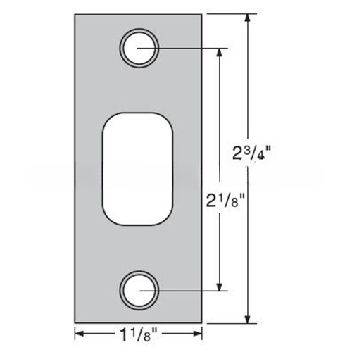 1-1/8" x 2-3/4" Square Corner Deadbolt Strike for US26 Bright Chrome and US26D Satin Chrome Finish