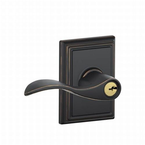 Accent Lever with Addison Rose Keyed Entry Lock C Keyway with 16211 Latch and 10063 Strike Aged Bronze Finish