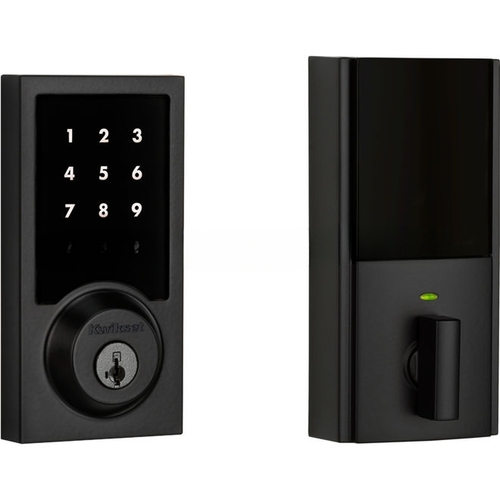 Z-Wave ZW500 Enabled Contemporary Smartcode Touchscreen Deadbolt with RCAL Latch and RCS Strike Matte Black Finish