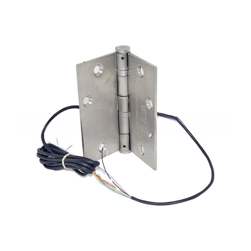 Command Access Technologies ETH8W4545630BB91 4-1/2" x 4-1/2" Electric 8 Wire BB1279 Steel Base Hinge US32D Satin Stainless Steel Finish