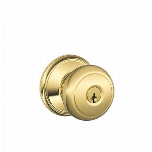 Andover Knob Keyed Entry Lock C Keyway with 16211 Latch and 10063 Strike Bright Brass Finish