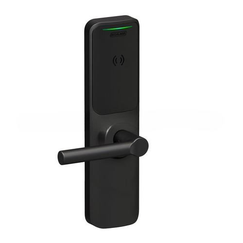 XE360 Series Wireless Exit Trim with Wide Escutcheon for Von Duprin 98/99 SVR Device, Offline Push Button Function with Smart Mobile Reader, Broadway Lever, and 6 Pin C Keyway Matte Black Finish