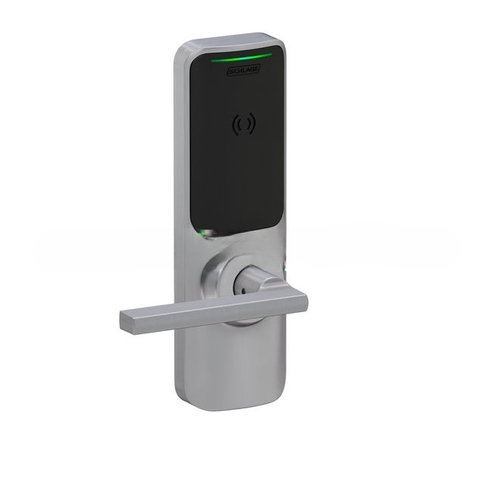 XE360 Series Wireless Tubular Lock, Offline Push Button Function with Smart Mobile Reader, Latitude Lever, and 6 Pin C Keyway Satin Chrome Finish