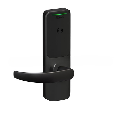 XE360 Series Wireless Tubular Lock, Offline Push Button Function with Smart Mobile Reader, Neptune Lever, and 6 Pin C Keyway Matte Black Finish