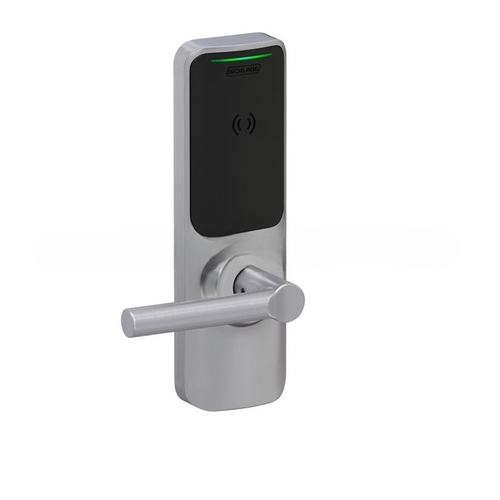 XE360 Series Wireless Mortise Lock, Offline Deadbolt Function with Smart Mobile Reader, Broadway Lever, and 6 Pin C Keyway Satin Chrome Finish