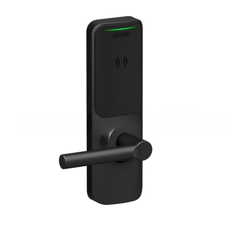 XE360 Series Wireless Tubular Lock, Offline Push Button Function with Smart Mobile Reader, Broadway Lever, and 6 Pin C Keyway Matte Black Finish