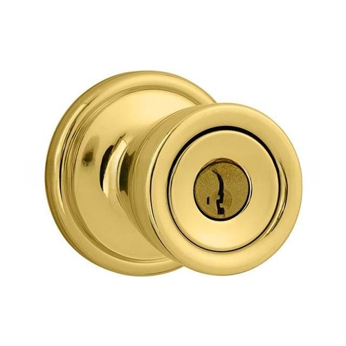 Kwikset Abbey Entry Door Lock SmartKey with 6AL Latch and RCS Strike Bright Brass Finish