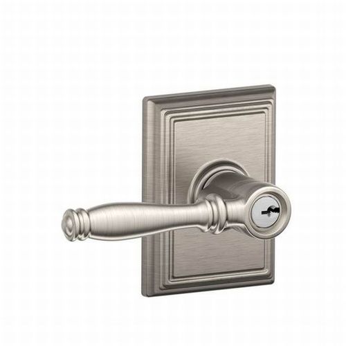 Birmingham Lever with Addison Rose Keyed Entry Lock C Keyway with 16211 Latch and 10063 Strike Satin Nickel Finish