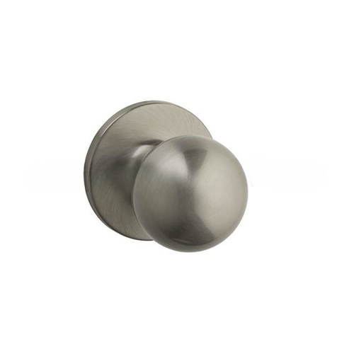 Regina Passage Door Knob Set with Round Rose from the SafeLock Series Satin Nickel