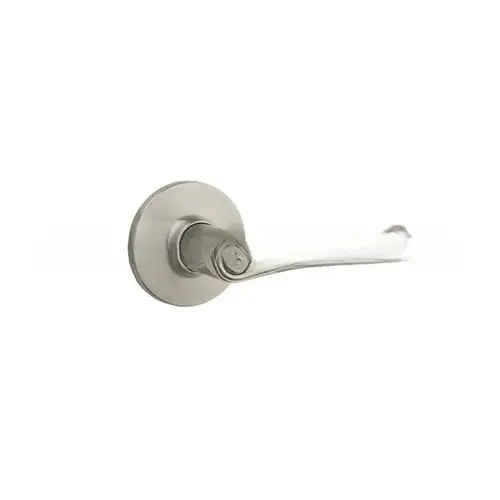 Grapevine Single Cylinder Keyed Entry Door Lever Set with Round Rose from the SafeLock Series Satin Nickel