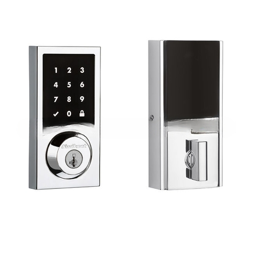 Z-Wave ZW500 Enabled Contemporary Smartcode Touchscreen Deadbolt with RCAL Latch and RCS Strike Bright Chrome Finish