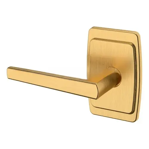 Preconfigured L024 Lever with R046 Rose Left Hand Half Dummy Lock Lifetime Satin Brass Finish