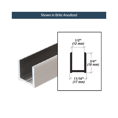 144 Inches Stock Length High Profile Glazing Channel Fits 1/2 Inch Glass Bright Gold Anodized