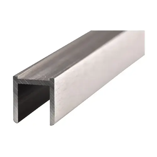 95 Inches Stock Length High Profile Glazing Channel Fits 1/2 Inch Glass Brushed Nickel