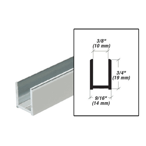 144 Inches Stock Length High Profile Glazing Channel Fits 3/8 Inch Glass Bright Anodized