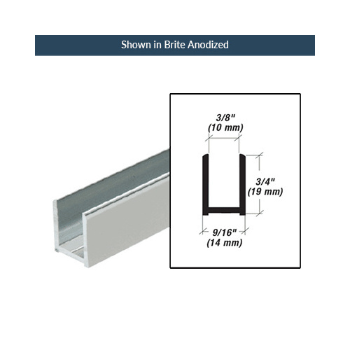 95 Inches Stock Length High Profile Glazing Channel Fits 3/8 Inch Glass Polished Nickel