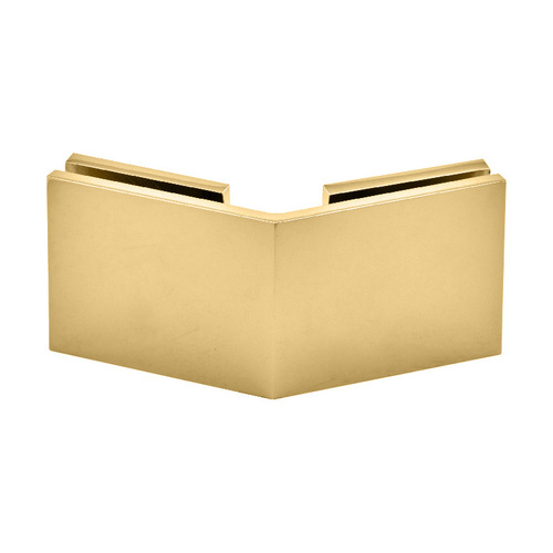 Square Glass to Glass Clip 135 Degree Polished Brass
