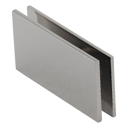 Square Corners Glass to Glass Clip 180 Degree Polished Nickel