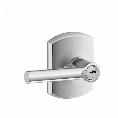 Broadway Lever with Greenwich Rose Keyed Entry Lock C Keyway with 16211 Latch and 10063 Strike Bright Chrome Finish